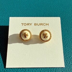 (90%New)Tory Burch Gold and White Stud Earrings